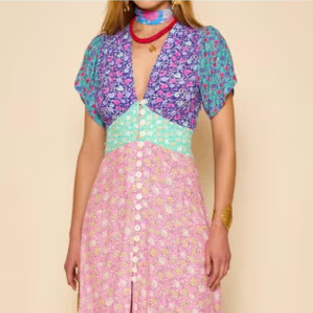 RIXO Novara Floral-Print Crepe Dress US 18